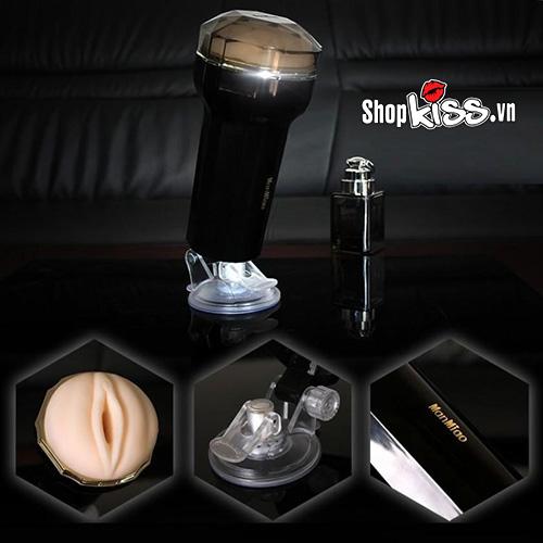 Hình ảnh mô tả các tính năng đa dạng của ManMiao X3 DC45N như khả năng gắn tường, chất liệu silicone, cấu trúc bên trong, khả năng chống nước, phù hợp cho nam giới thủ dâm.