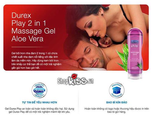 Chai gel Durex Play Massage 200ml với thiết kế tiện dụng cho việc bôi trơn và massage