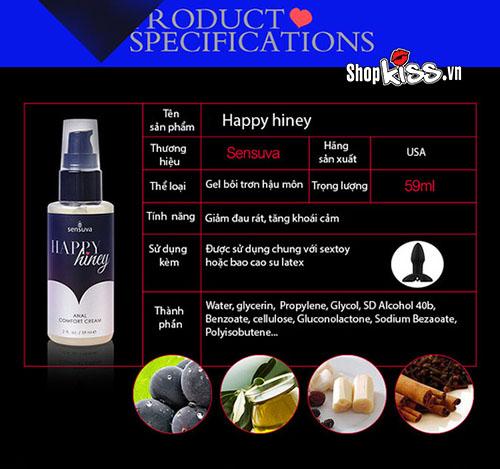 Thông tin chi tiết của Gel bôi trơn hậu môn Happy Hiney Sensuva Mỹ G03C