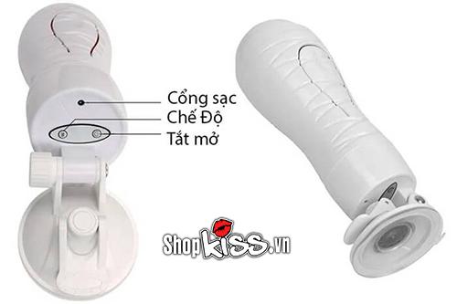 Cổng sạc và các nút điều khiển chức năng trên thân âm đạo giả Crazy Bull Flora AD45