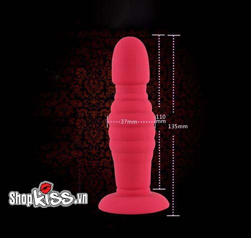 Bản vẽ chi tiết kích thước phích cắm hậu môn silicone Loveaider HM07A 13.5cm x 3.7cm
