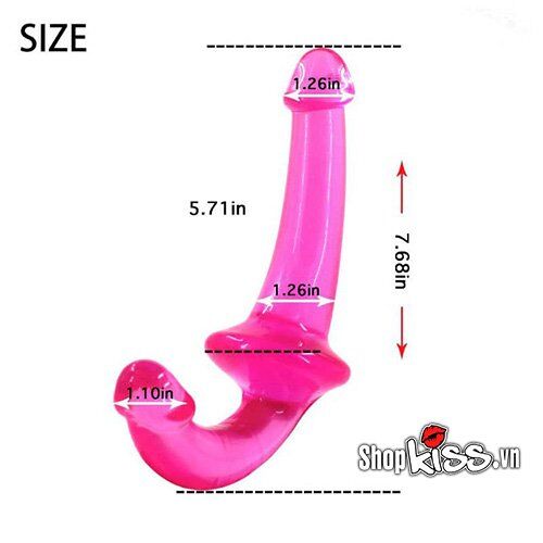 Bảng thông số kích thước chi tiết của dương vật silicone 2 đầu mềm mại DC79F với hai đầu có chiều dài và đường kính khác nhau