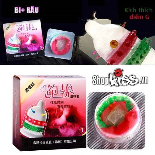 Bao cao su siêu gai râu CD22 cận cảnh gai và râu tăng cường ma sát