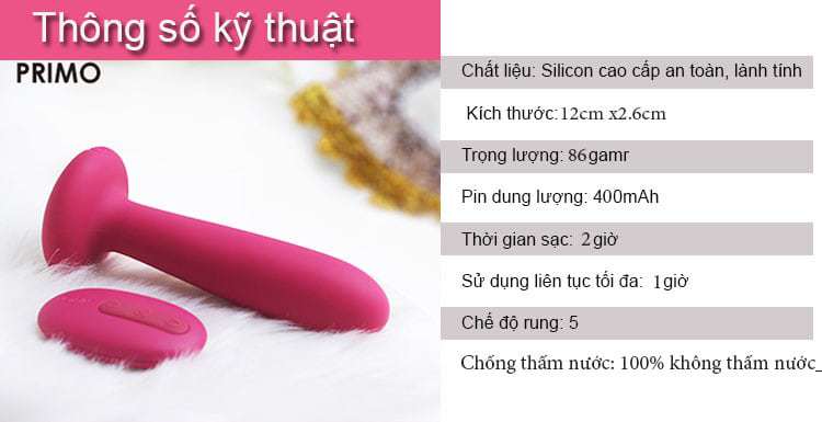 Thông số kỹ thuật chi tiết của máy mát xa hậu môn và tuyến tiền liệt Svakom PRIMO DC90T