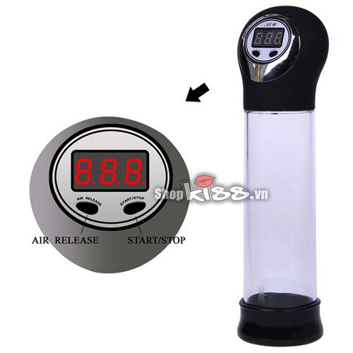 Bảng điều khiển điện tử và nút bấm máy tập dương vật Hercule II DC69M hiển thị áp suất