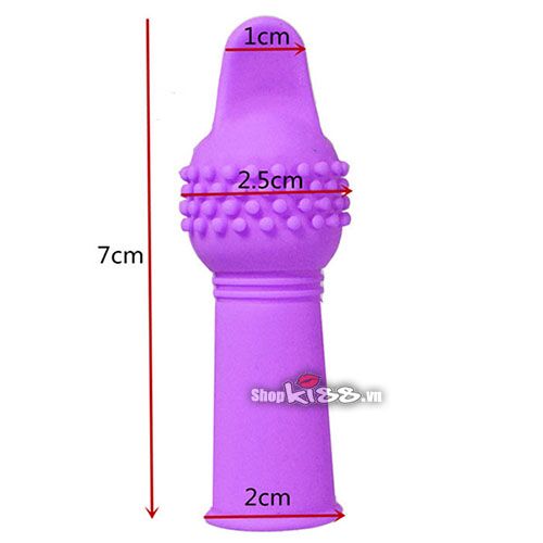  kích thước thực tế của bao đeo ngón tay gai DC10M được đo bằng thước kẻ hiển thị chiều dài và đường kính 