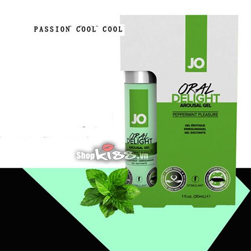 Cảm giác a a tê the mát sảng khoái với gel Jo Oral Delight hương bạc hà.