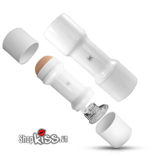 Cấu tạo tháo rời của âm đạo giả Spider DC45 gồm vỏ ngoài và lõi silicone bên trong
