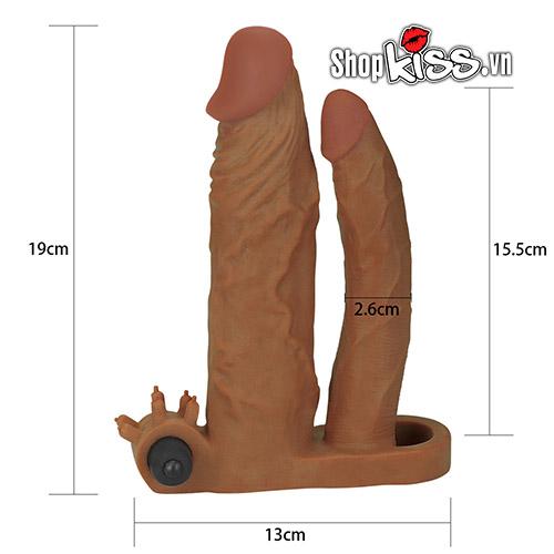 Kích thước chi tiết của bao đôn Lovetoy 2 nhánh BD22C màu nâu tăng cường trải nghiệm