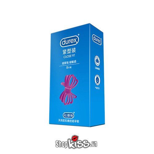 Quy cách đóng gói hộp 12 chiếc bao cao su Durex Close Fit size nhỏ 49mm