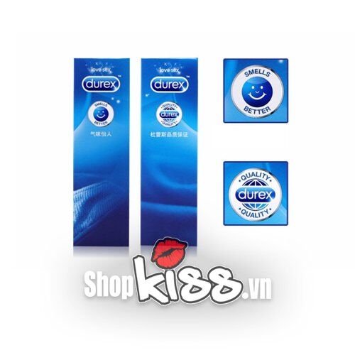Hình ảnh hộp bao cao su Durex loại nhiều chất bôi trơn với quy cách đóng gói 12 chiếc