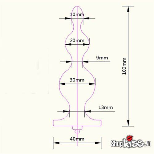 Kích thước phích cắm hậu môn kim loại 3 bi của bộ HM31