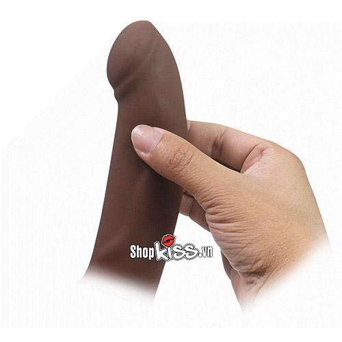 Ảnh cận cảnh chất liệu silicone mềm mại của dương vật giả dây đeo rỗng ruột DV70