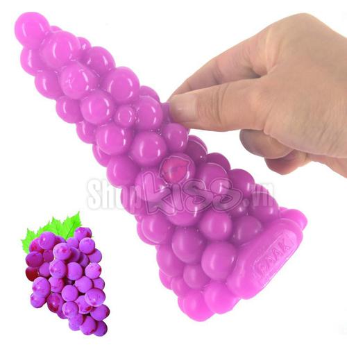 Đồ chơi cửa sau cho gay hình chùm nho HM07M màu tím bằng nhựa PVC dẻo dai.