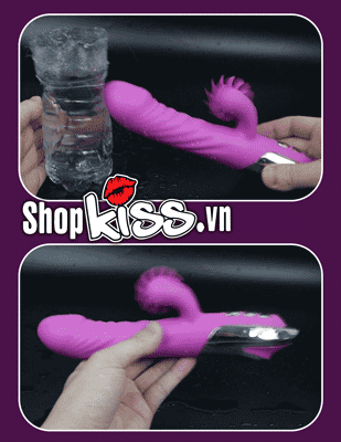 Ảnh GIF mô phỏng cơ chế hoạt động rung thụt tự động của máy massage Leten DV72D