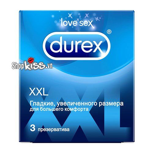 Hộp 3 bao cao su Durex XXL size lớn tiện lợi mang theo