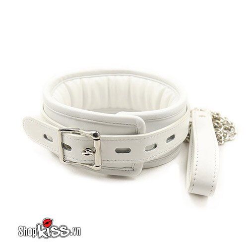 Xích cổ da BZ20B màu trắng - lựa chọn lý tưởng cho các cặp đôi muốn thêm gia vị BDSM vào đời sống tình dục