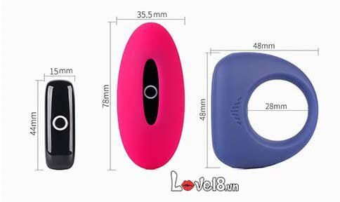 Kích thước chi tiết của bộ vòng đeo dương vật và trứng rung gắn quần lót nữ DC82