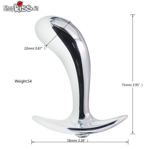 Kích thước chi tiết của plug hậu môn inox HM72N size 1 nhỏ nhất