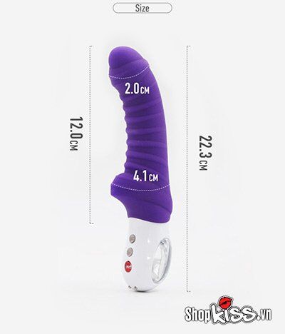 Kích thước chi tiết dương vật giả cầm tay Fun Factory Tiger G5 với chiều dài và đường kính cụ thể
