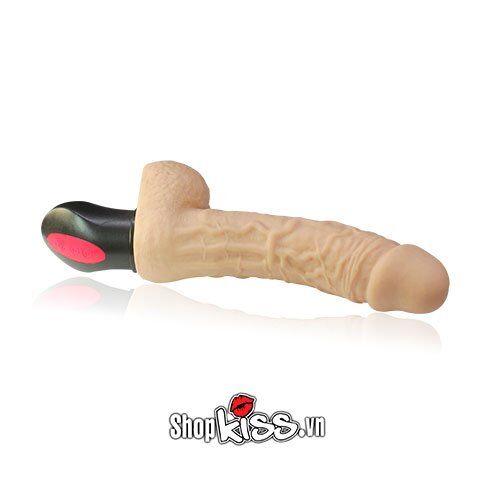 Cận cảnh dương vật giả rung ấm DV44G, làm nổi bật phần đầu và thân dương vật giả