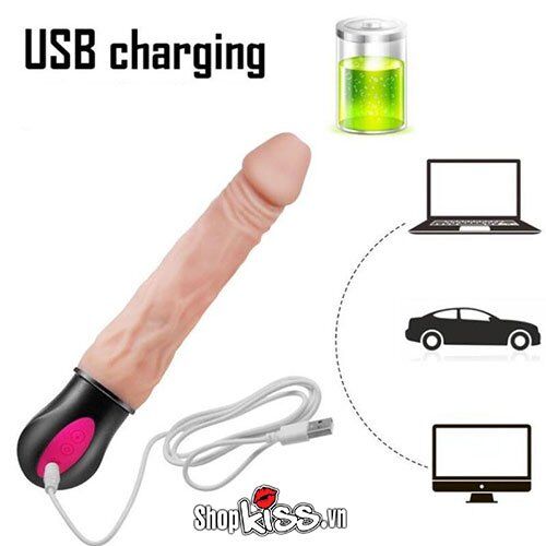 Cổng sạc USB tiện lợi trên dương vật giả rung ấm DV44G