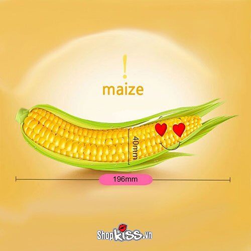 Kích thước chi tiết dương vật giả hình trái bắp Wistone Maize MS09C 196mm x 40mm