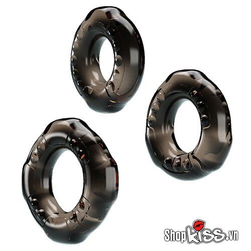 Chất liệu TPR mềm mại, co giãn tốt của bộ 3 vòng đeo dương vật Baile Cock Rings Yvonne DC60V