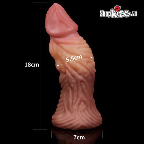 Kích thước ấn tượng của Dương vật giả silicone bạch kim 2 lớp siêu gân Lovetoy DV58S