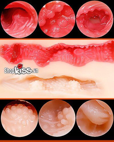 Cấu trúc bên trong âm đạo giả silicon với nhiều gai gân tăng cường kích thích