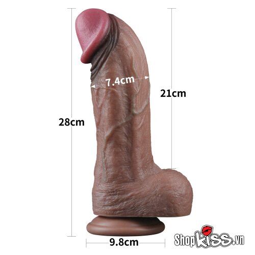 Kích thước chi tiết dương vật giả Lovetoy XXL 11 inch DV58WA silicone 2 lớp