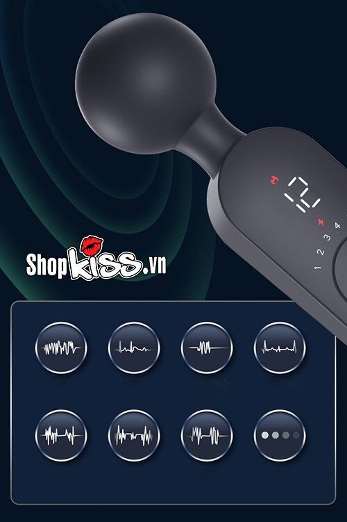 Màn hình hiển thị chế độ rung đa dạng trên chày rung massage Ares Smart Vibrator AV36.