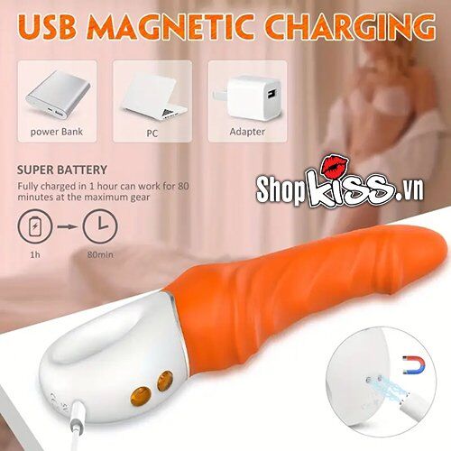 Cận cảnh cổng sạc pin từ tính tiện lợi trên dương vật giả cầm tay TORNADO S-Hande DV10D