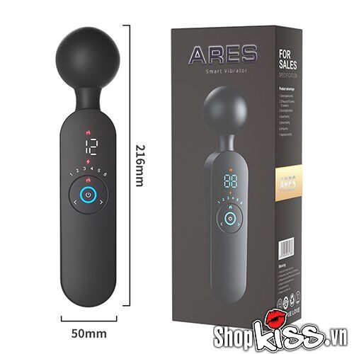 Bản vẽ chi tiết kích thước chày rung Ares Smart Vibrator AV36: chiều dài 216mm, đường kính đầu rung 50mm.