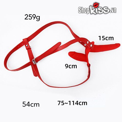 Sơ đồ kích thước chi tiết của đai đeo dương vật giả silicone hai đầu DC65T bao gồm chiều dài dương vật và vòng eo