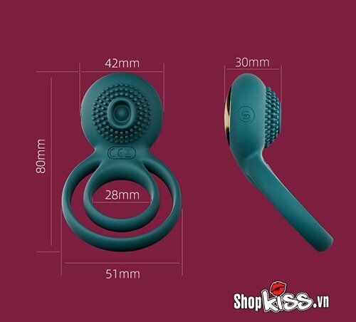 Kích thước chi tiết vòng đeo dương vật Svakom Tammy Pro với đường kính vòng lớn và nhỏ