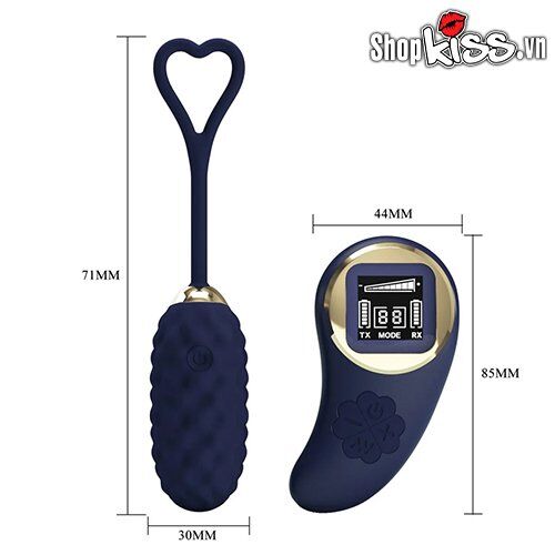 Bản vẽ kích thước chi tiết của trứng rung Pretty Love Vivian EG9 và điều khiển từ xa
