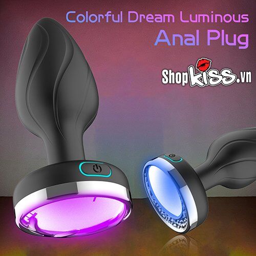 Cận cảnh Phích cắm hậu môn Colorful Dream Luminous Anal Plug với đèn LED đa sắc cầu vồng