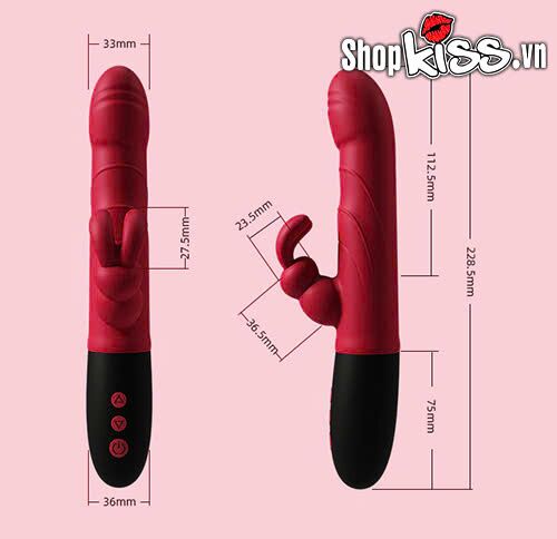 Kích thước chi tiết của dụng cụ massage Libo Passion Rabbit hồng