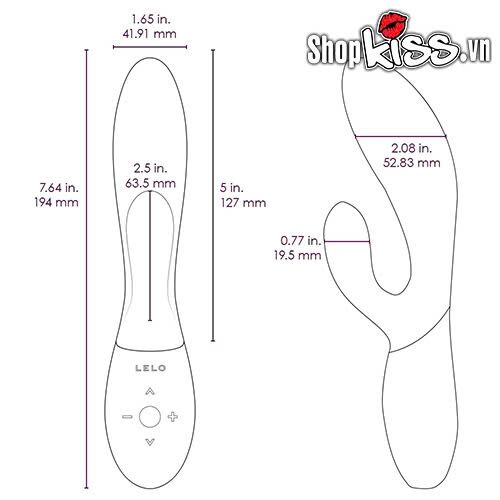 Kích thước chi tiết của dụng cụ massage điểm G và âm vật Lelo Ina Wave 2