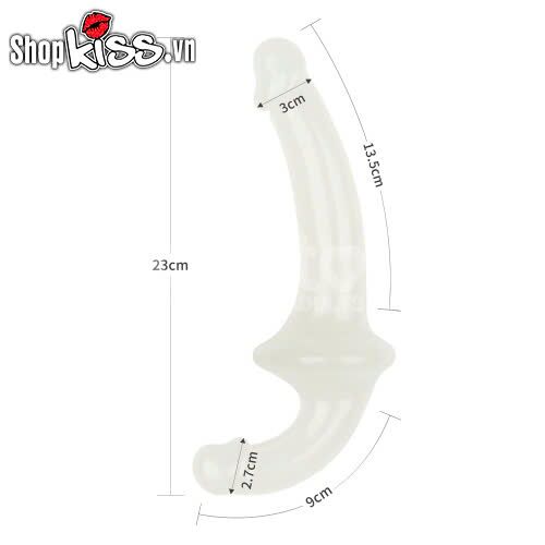 Kích thước chi tiết dương vật giả 2 đầu trong suốt Lovetoy Lumino Play DC79P