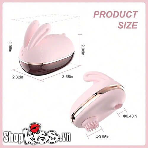 Bản vẽ chi tiết kích thước máy massage thỏ Hee Tu Pulse Solo 92mm x 58mm x 74mm, dễ dàng cầm nắm