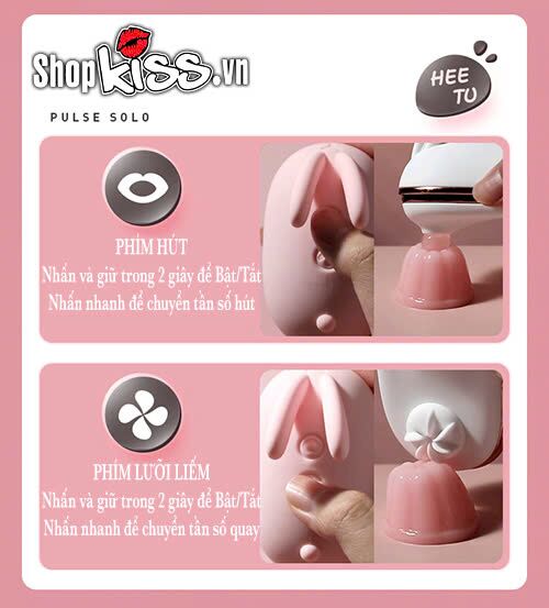 Hướng dẫn các nút điều khiển chức năng hút và liếm trên thân máy massage thỏ Hee Tu Pulse Solo