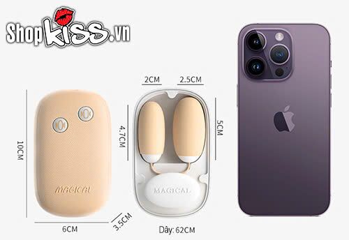 Kích thước chi tiết của trứng rung Lilo Magic Box A và hộp điều khiển